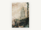 Chrysler Spire Collage, new york chrysler building vintage collage, city canvas wall art print, front view