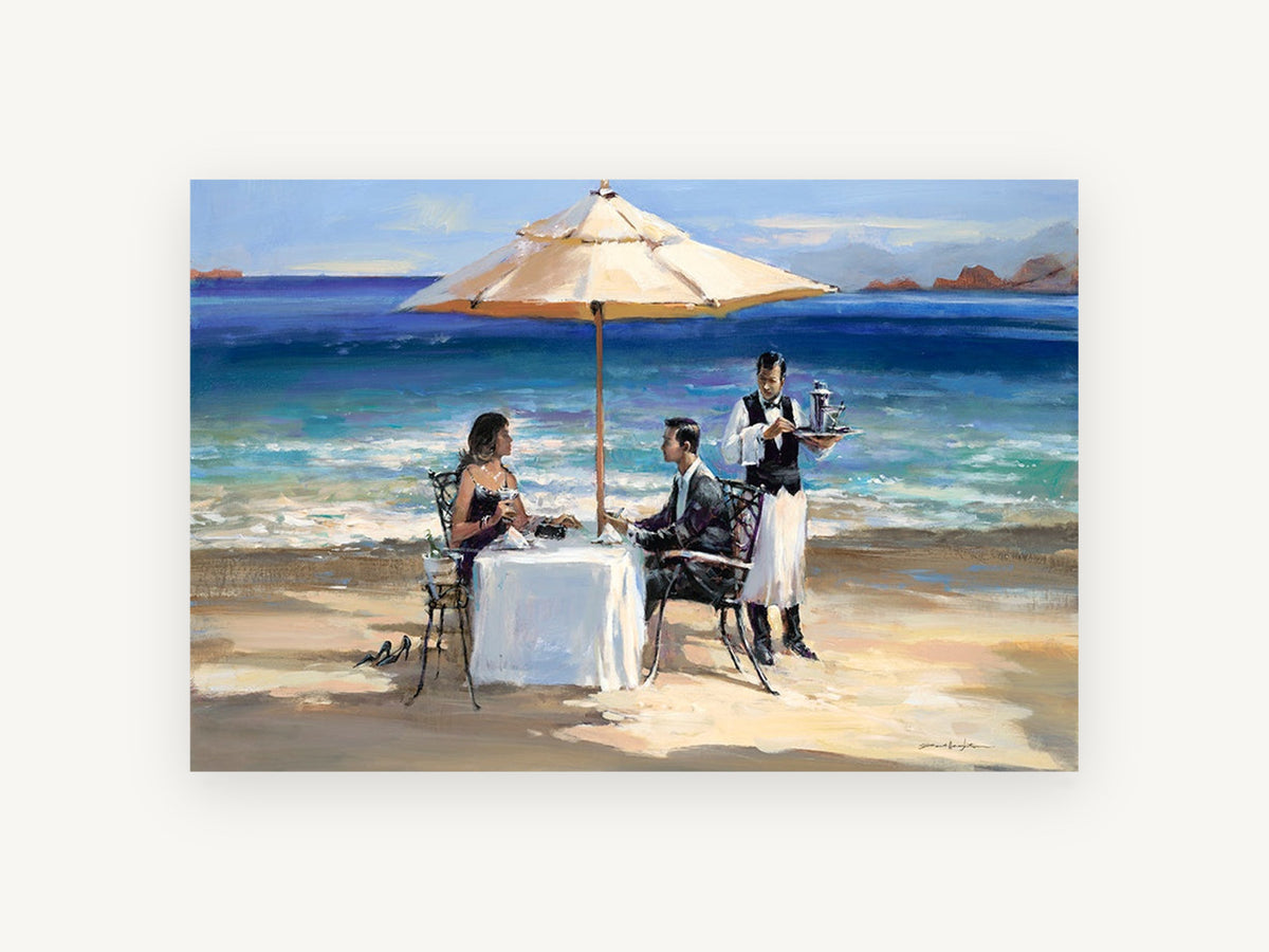 Beachside Dinner Service, coastal canvas wall art print, front view