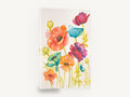 Rainbow Poppy Meadow, colourful poppies watercolour floral, floral canvas wall art print ready to hang