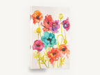 Rainbow Poppy Meadow, colourful poppies watercolour floral, floral canvas wall art print ready to hang
