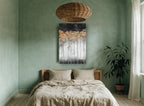 Copper Canopy Drip floral canvas print on the wall of a bedroom