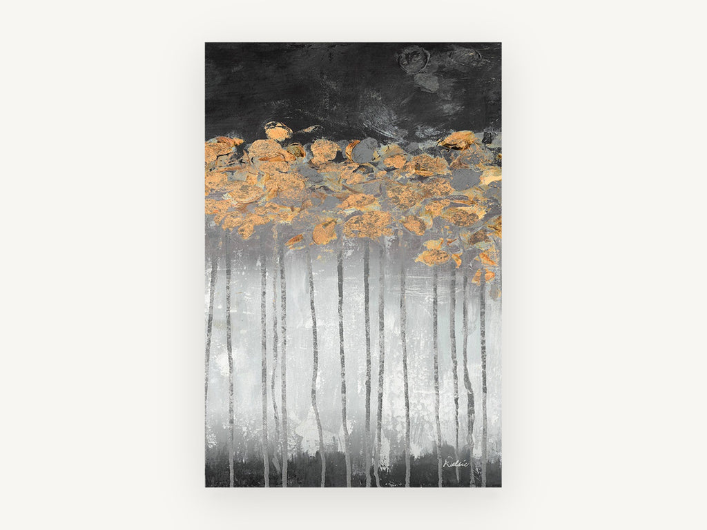 Copper Canopy Night, floral canvas wall art print, front view