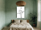 Coriander Leaf Study floral canvas print on the wall of a bedroom