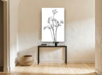 Coriander Leaf Study floral canvas print on the wall of a hallway