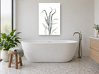 Arching Spires floral canvas print on the wall of a bathroom