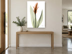 Copper Ginger Bloom floral canvas print on the wall of a entry hall