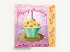 Birthday Cupcake Celebration, birthday cupcake candle illustration kitchen, kitchen canvas wall art print ready to hang