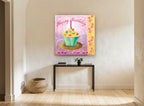 Birthday Cupcake Celebration kitchen canvas print on the wall of a hallway