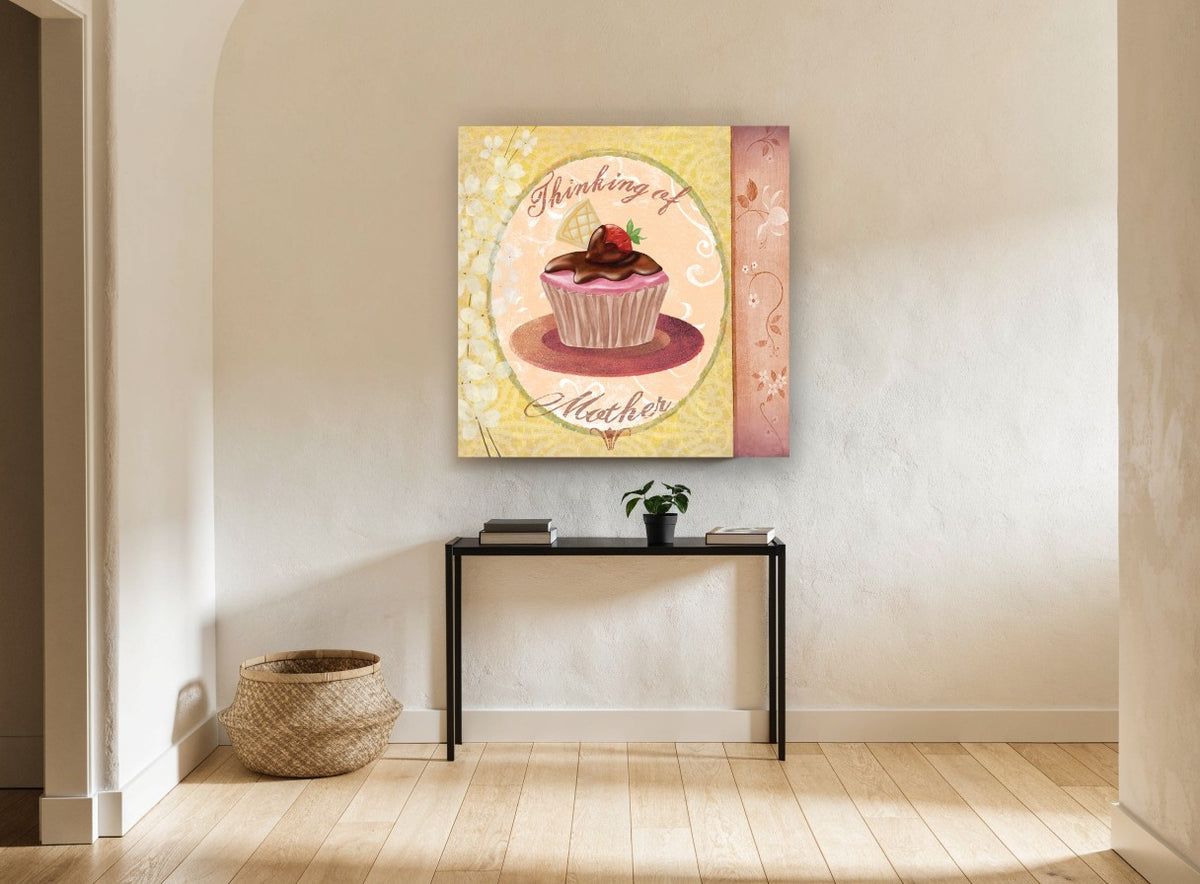 Cupcake for Mother kitchen canvas print on the wall of a hallway
