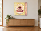Cupcake for Mother kitchen canvas print on the wall of a living room above a sideboard