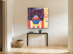 Fireworks Night Cupcake kitchen canvas print on the wall of a hallway