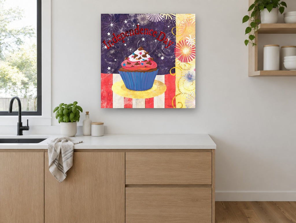 Fireworks Night Cupcake kitchen canvas print on the wall of a kitchen