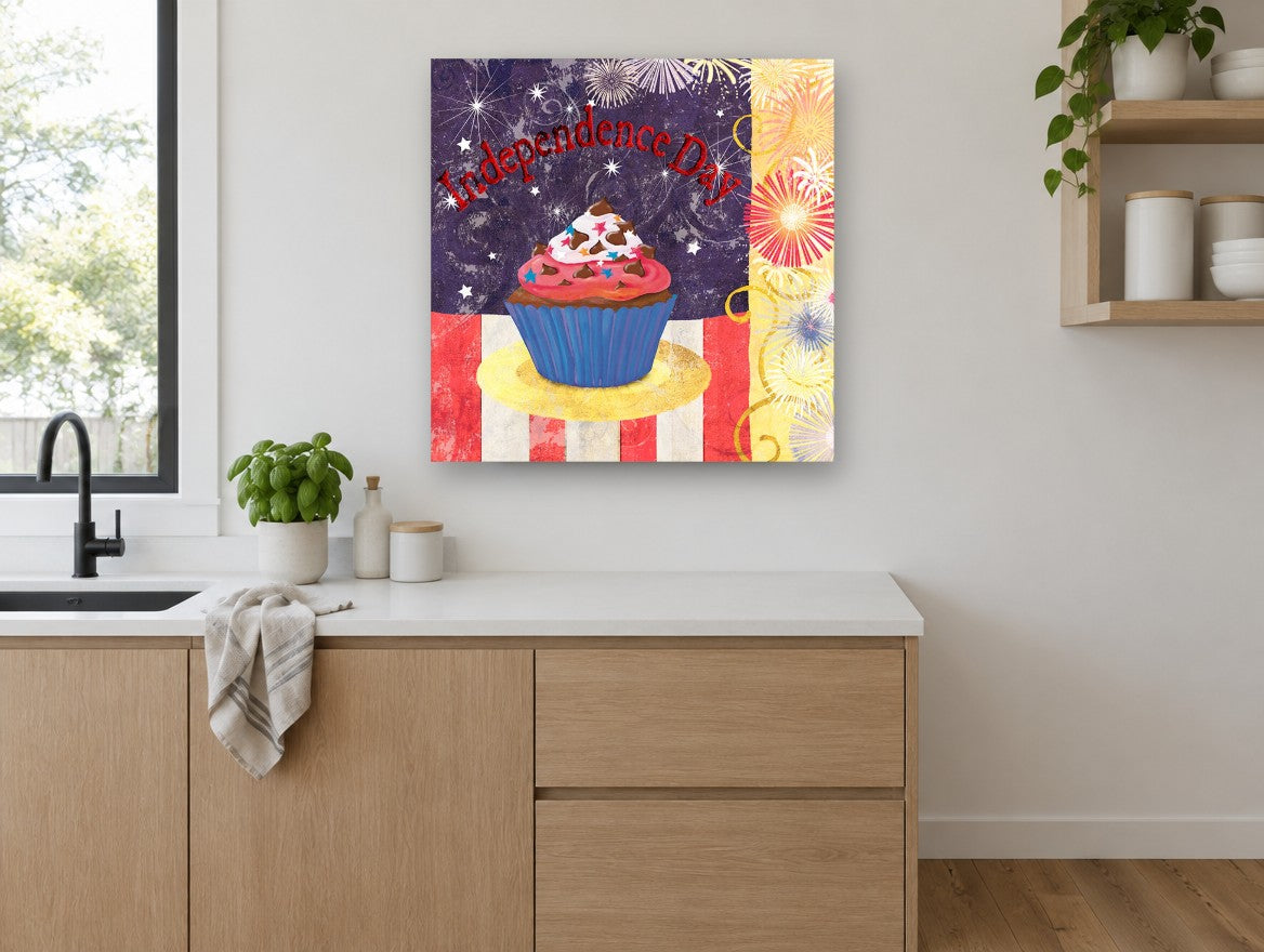 Fireworks Night Cupcake kitchen canvas print on the wall of a kitchen