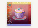 Sprinkle Cupcake on Plate, kitchen canvas wall art print, front view