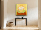 Lemon Chiffon Cupcake kitchen canvas print on the wall of a hallway