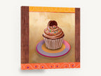 Chocolate Cupcake Cameo, chocolate cupcake sprinkles bakery illustration, kitchen canvas wall art print ready to hang