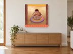 Chocolate Cupcake Cameo kitchen canvas print on the wall of a living room above a sideboard