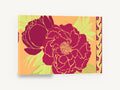 Crimson Peony Duo, crimson peonies graphic floral illustration, floral canvas wall art print ready to hang