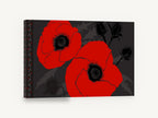 Scarlet Poppy Duo, red poppies graphic floral charcoal, floral canvas wall art print ready to hang