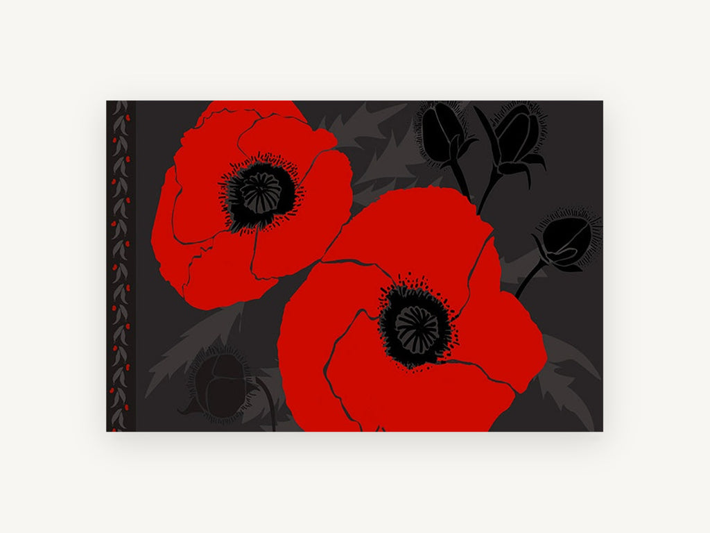 Scarlet Poppy Duo, floral canvas wall art print, front view
