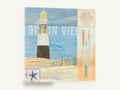 Ocean View Beacon, lighthouse ocean view coastal collage, coastal canvas wall art print ready to hang