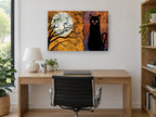 Black Cat Harvest Moon animal canvas print on the wall of a study