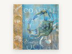 Blue Crab Coastal Panel, coastal canvas wall art print, front view