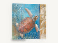 Sea Turtle Driftwood Panel, sea turtle shells coastal illustration, coastal canvas wall art print ready to hang
