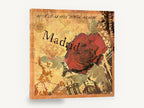 Madrid Rose Collage, madrid travel collage red rose, floral canvas wall art print ready to hang
