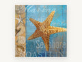 Golden Starfish Seashore, coastal canvas wall art print, front view