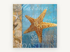 Golden Starfish Seashore, coastal canvas wall art print, front view