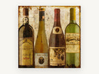 Four Wine Bottles, vintage canvas wall art print, front view