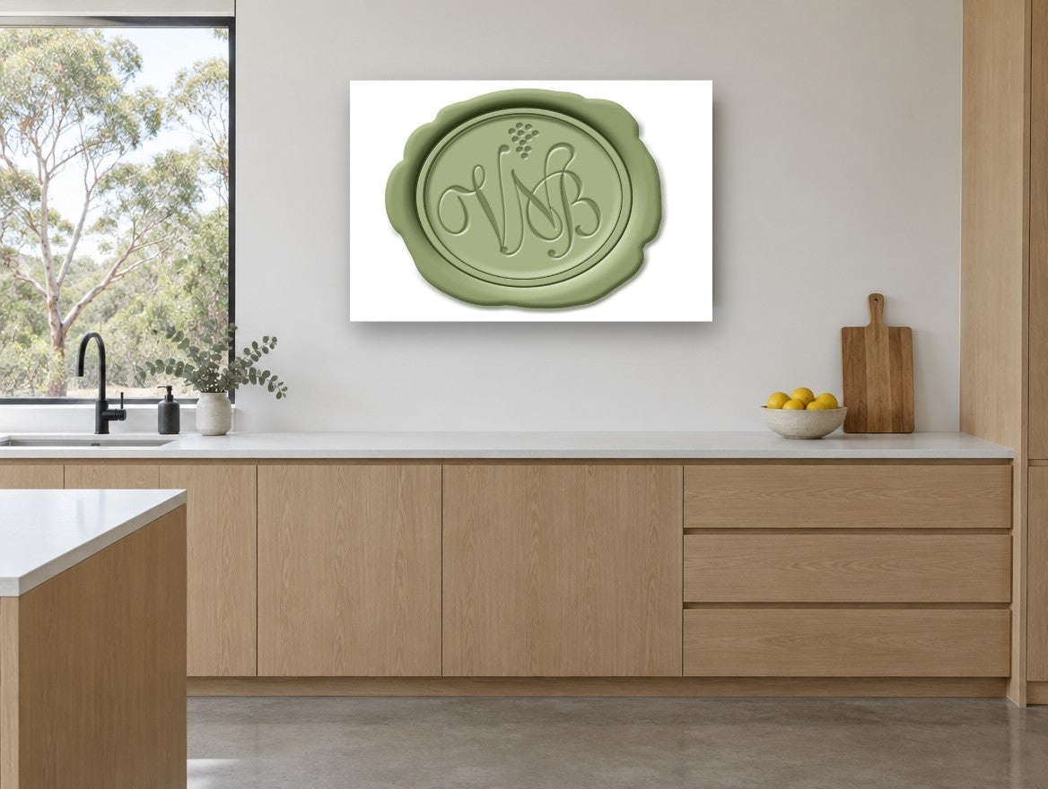Sage Vine Seal kitchen canvas print on the wall of a kitchen