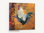 Rooster on Amber Script, rooster illustration with vintage script, animal canvas wall art print ready to hang