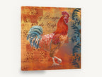 Red Rooster Normandy, red rooster french script illustration, animal canvas wall art print ready to hang