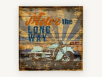 Motor the Long Way, vintage canvas wall art print, front view