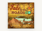 Take to the Road, vintage canvas wall art print, front view