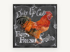 Chalkboard Rooster Call, rooster chalkboard typography illustration, animal canvas wall art print, front view