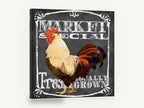 Market Rooster Chalkboard, rooster chalkboard typography illustration, animal canvas wall art print ready to hang