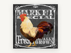 Market Rooster Chalkboard, rooster chalkboard typography illustration, animal canvas wall art print, front view