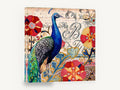 Peacock Parfumerie Collage, peacock floral vintage illustration, animal canvas wall art print ready to hang