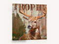Weathered Plank Stag, rustic stag illustration on timber, animal canvas wall art print ready to hang