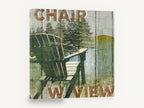 Lakeside Chair Sign, rustic adirondack chair lake sign, landscape canvas wall art print ready to hang