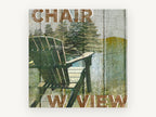 Lakeside Chair Sign, rustic adirondack chair lake sign, landscape canvas wall art print, front view