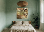 Caribou Hunter's Lodge animal canvas print on the wall of a bedroom