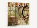Caribou Hunter's Lodge, rustic caribou typography illustration, animal canvas wall art print ready to hang