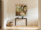 Caribou Hunter's Lodge animal canvas print on the wall of a hallway