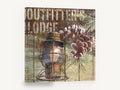 Lantern and Pine Lodge Sign, rustic lodge lantern pine cone, landscape canvas wall art print ready to hang