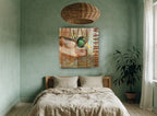 Mallard on Weathered Boards animal canvas print on the wall of a bedroom