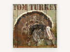 Tom Turkey Rustic Plank, rustic turkey illustration on wood, animal canvas wall art print, front view